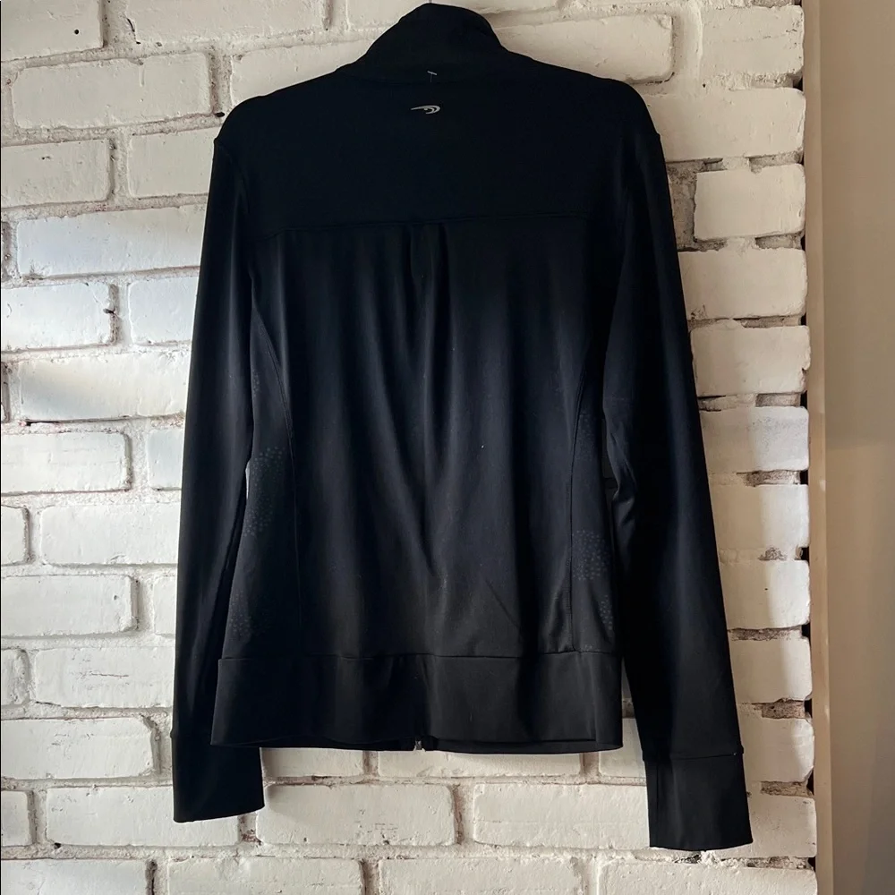 Black Women's Zip-Front Jacket funnel neck athletic jacket - Picture 6 of 11